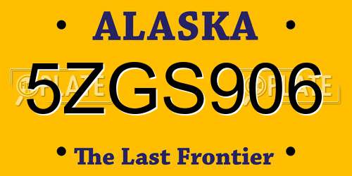 5ZGS906 Alaska License Plate