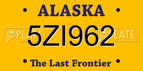 5ZI962 Alaska License Plate
