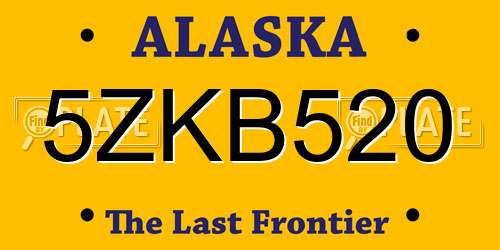 5ZKB520 Alaska License Plate