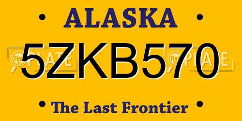 5ZKB570 Alaska License Plate