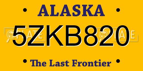 5ZKB820 Alaska License Plate