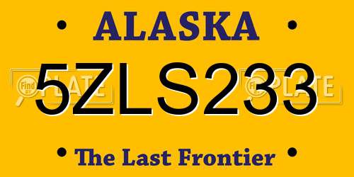 5ZLS233 Alaska License Plate