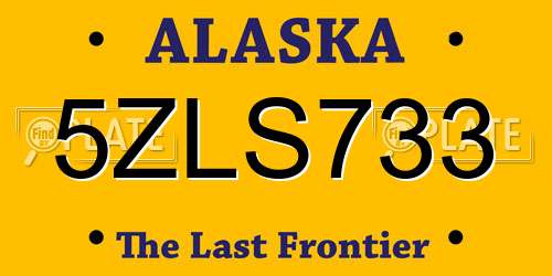 5ZLS733 Alaska License Plate