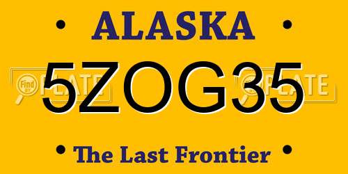 5ZOG35 Alaska License Plate