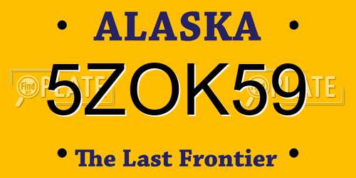 5ZOK59 Alaska License Plate