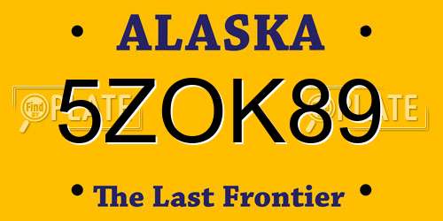 5ZOK89 Alaska License Plate