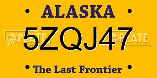 5ZQJ47 Alaska License Plate