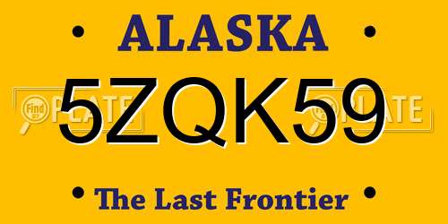 5ZQK59 Alaska License Plate