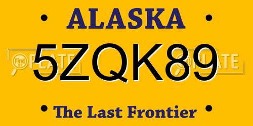 5ZQK89 Alaska License Plate