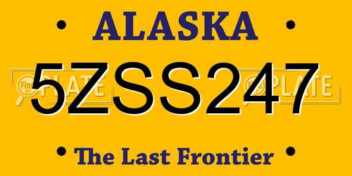 5ZSS247 Alaska License Plate