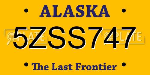 5ZSS747 Alaska License Plate