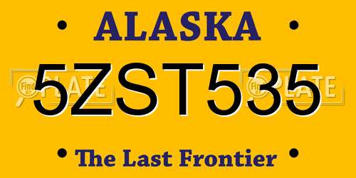 5ZST535 Alaska License Plate