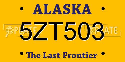 5ZT503 Alaska License Plate