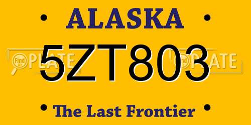 5ZT803 Alaska License Plate