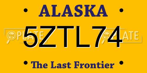 5ZTL74 Alaska License Plate