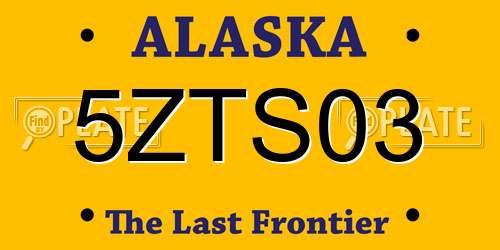 5ZTS03 Alaska License Plate