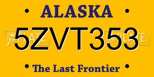 5ZVT353 Alaska License Plate