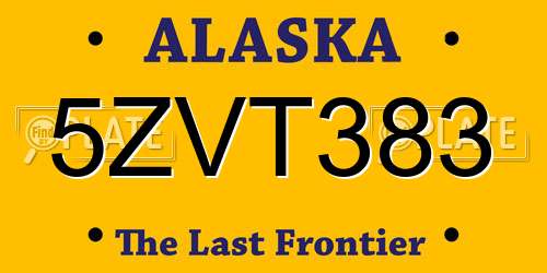 5ZVT383 Alaska License Plate