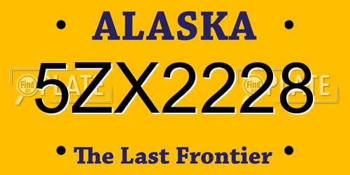 5ZX2228 Alaska License Plate