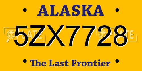 5ZX7728 Alaska License Plate