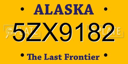 5ZX9182 Alaska License Plate