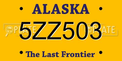 5ZZ503 Alaska License Plate