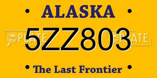 5ZZ803 Alaska License Plate