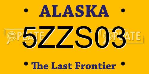 5ZZS03 Alaska License Plate