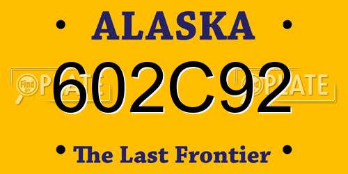 602C92 Alaska License Plate