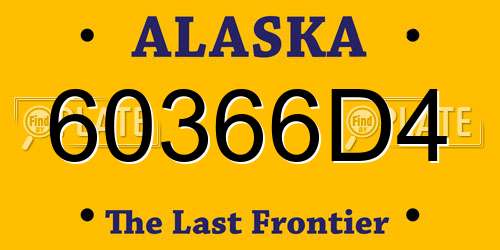 60366D4 Alaska License Plate