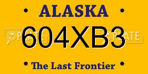 604XB3 Alaska License Plate