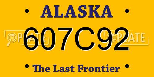 607C92 Alaska License Plate