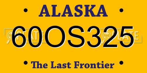 60OS325 Alaska License Plate