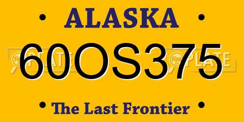 60OS375 Alaska License Plate