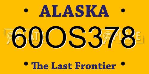 60OS378 Alaska License Plate