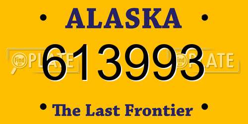 613993 Alaska License Plate