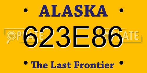 623E86 Alaska License Plate