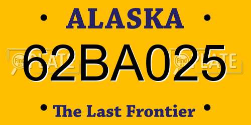 62BA025 Alaska License Plate