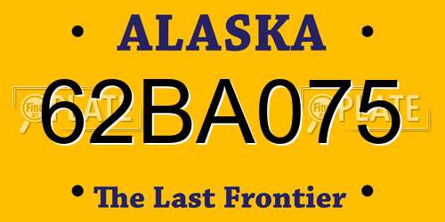 62BA075 Alaska License Plate