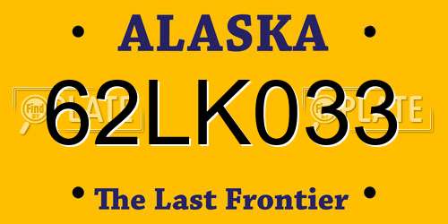 62LK033 Alaska License Plate