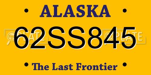 62SS845 Alaska License Plate