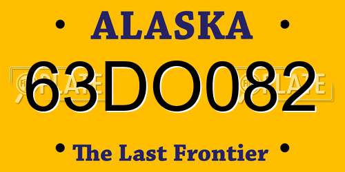 63DO082 Alaska License Plate