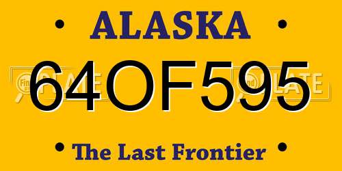 64OF595 Alaska License Plate