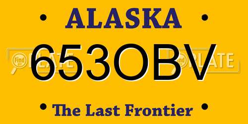 653OBV Alaska License Plate
