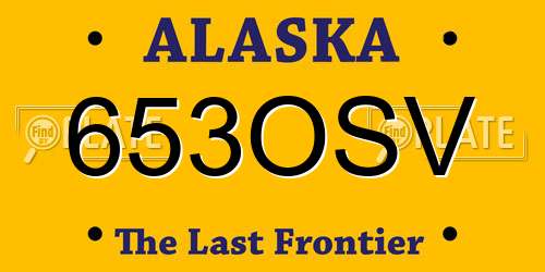 653OSV Alaska License Plate