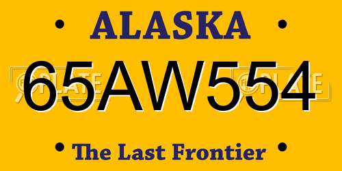 65AW554 Alaska License Plate