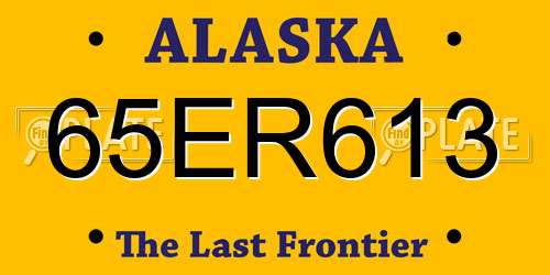 65ER613 Alaska License Plate
