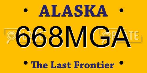 668MGA Alaska License Plate