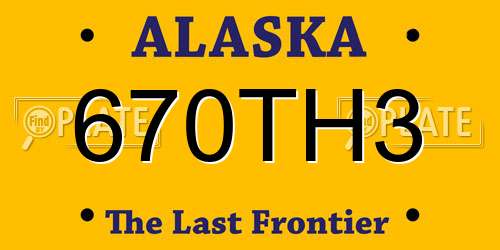 670TH3 Alaska License Plate