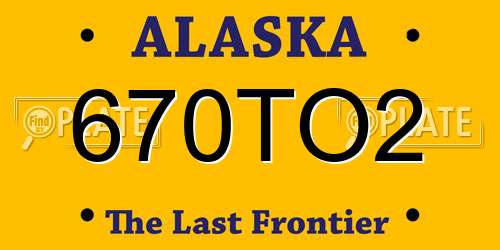 670TO2 Alaska License Plate